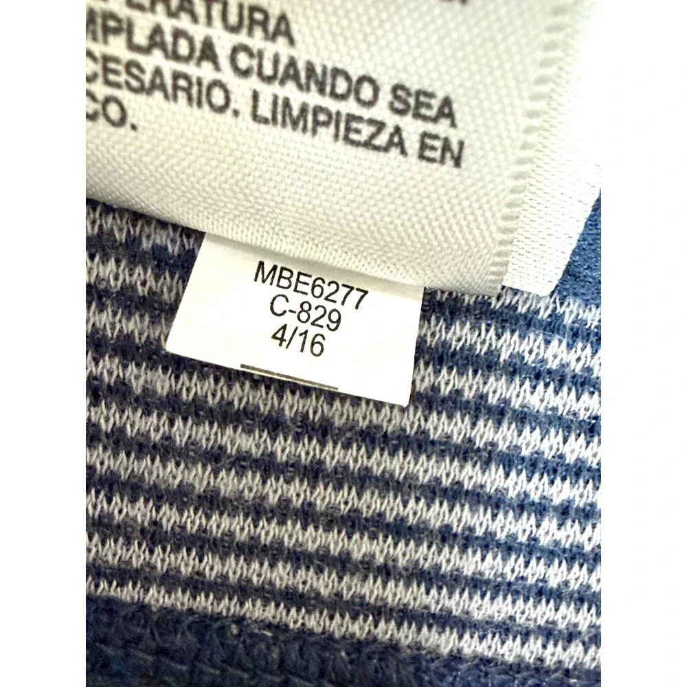 Avalanche Mens XXL Henley Shirt Long Sleeve Waffle Textured Stripe Blue White